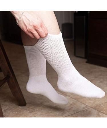 Comfort Finds Diabetic Crew Socks 10-13 - Breathable Cotton, Non-Binding Top Design - Pain Relief for Swollen Feet (White, 12 Pairs) - Buy Online on GoSupps.com