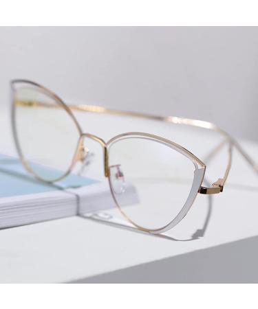 Xuan +1.5 Anti-Blue Light Reading Glasses for Women - Stylish Metal Cat Design Computer & Visual Aid in White - Buy Online on GoSupps.com