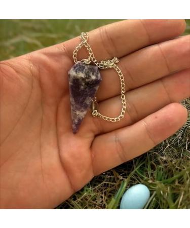 Buy Lepidolite Crystal Pendulum - Natural Stone Hexagonal Pendulum for Reiki Wicca & Meditation | Vintage Design for Dinghy Rod - Buy Online on GoSupps.com