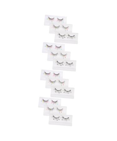 FOMIYES 12 Pairs Sequin False Eyelashes Fake Lashes Flower False Eyelashes False Lashes Fake Eyelashes Pride Makeup Cosplay Lashes Color Lashes Lashes with Color Sequins Lashes Lashs Heart