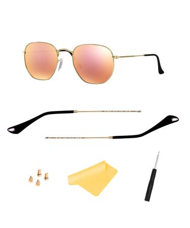 Replacement Temple Arm Temple Tips for RB3447 RB3547N RB3548N RB3647N Sunglasses with 4 Screws 1 Screwdriver (Gold)