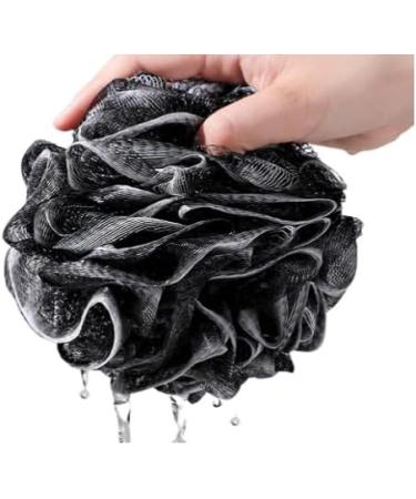 Clean Up Nicely 4 Pack Shower Puff - Black Charcoal Mesh Bath Sponges & Loofahs | Large Pouf Balls for Luxurious Cleansing - Buy Online on GoSupps.com