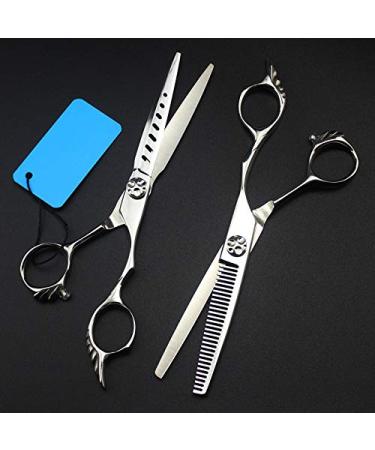 Hair Cutting Scissors 6 Inch Professional Japan 440c 7 Holes Hair Cutting Scissors Haircut Thinning Barber Makas Haircutting Shears Hairdresser Scissors Set
