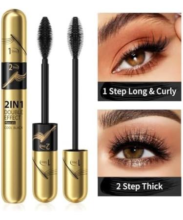 2 in 1 Tubing Mascara 4D Silk Fiber Lash Mascara for Volume and Length 5X Longer Lengthening and Thickening Smudge-Proof Non Clumping Long Lasting Eye Makeup (2) - Buy Online on GoSupps.com