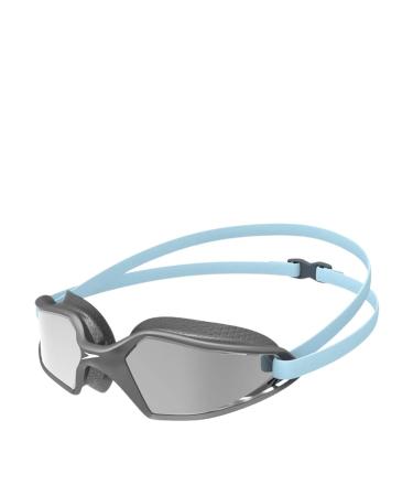 Speedo Hydropulse Mirror Swimming Glasses comfortable fit adjustable design gray and silver adult unisex size unit size ardesia/cool gray/chrome