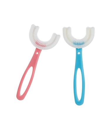 LDHCYGGL USSJ 2PCS Silicone U-Shaped Manual Toothbrushes for Kids, Newest Lovely Children Training Toothbrushes. (6-12 Years)