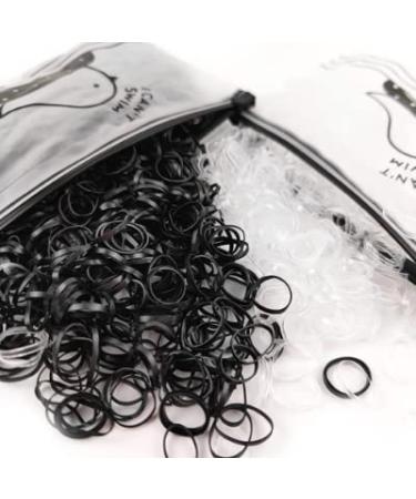 2000Pcs Clear+Black Elastic Rubber Hair Bands Set for Girls and Women - Premium Hair Ties for Men Hairstyles - Includes 2 Color Hair Tail Tools - Buy Online on GoSupps.com