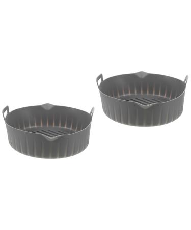 Zerodeko 2pcs Air Fryer Pan Deep Fryer Silicone Bakeware Silicone Air Fryer Liner to Rotate Household Food Greyx2pcs 23X20X8CMx2pcs
