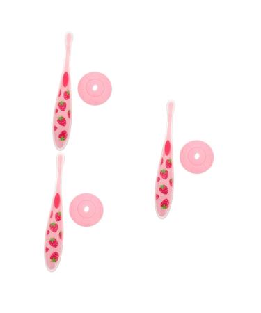 Minkissy 3st toothbrush molar toy toys for toddlers massage accessories manual tool toys pink cleaning brush silicone in food quality soft fur travel 1 piece (1 Pack) rosax3stk