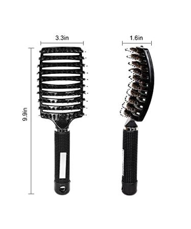 Haidi Detangling Hair Brush with Boar Bristles | Professional Vented Styling Brush for All Hair Types - Men & Women | Wet & Dry Hair | Black - Buy Online on GoSupps.com