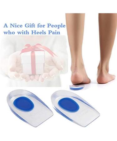 Silicone Gel Heel Cups - Pair for Plantar Fasciitis & Heel Pain Relief - Blue - Buy Online on GoSupps.com