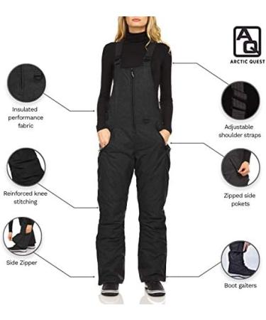Arctic Quest Women's Insulated Ski Snow Bib Pants - Black, Large - Buy Online on GoSupps.com
