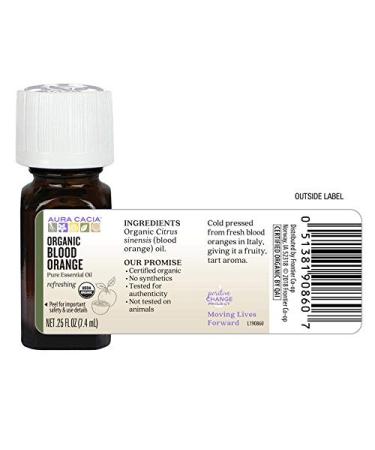 Aura Cacia Organic Blood Orange Essential Oil - 0.25 fl. oz. | Purity Tested Citrus Sinensis - Buy Online on GoSupps.com
