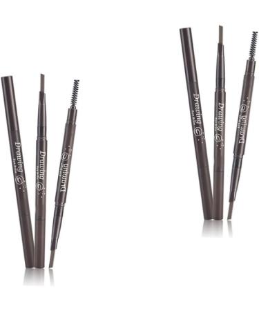 POPETPOP 2pcs 2 1 Eyebrow Pencil Black Rotate Eyebrow Pencil Eyebrow Pencil Brush Makeup Triangle Filler 3d - Buy Online on GoSupps.com