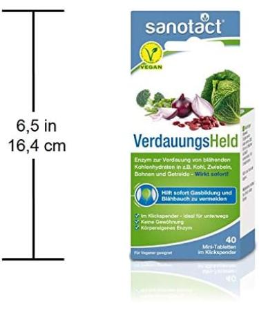 Sanotact Digestive Hero - 40 Mini Tablets for Digestive Health | Relieves Bloating & Supports Digestion of Cereals Cabbage & Legumes (2 Pack) - Buy Online on GoSupps.com