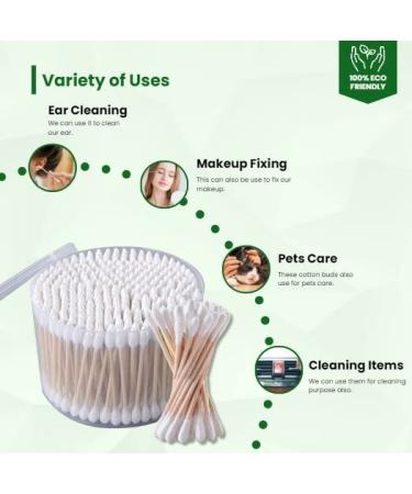 500 Organic Bamboo Cotton Swabs for Ear Cleaning - Biodegradable Buds (500 Pack) - Buy Online on GoSupps.com