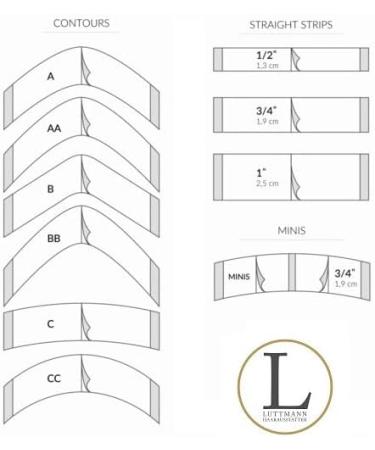 LUTTMANN Lace Front Blue Liner C Contour Hair System Derma-Tec Tape Adhesive Strip Angle 36 pieces for all hairpieces wigs & hair systems - Buy Online on GoSupps.com