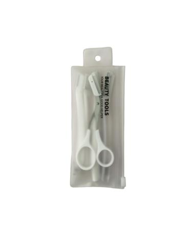 Premium Eyebrow Grooming Kit - Razor Scissors & Brush | Precision Tools for Flawless Brows - White - Buy Online on GoSupps.com