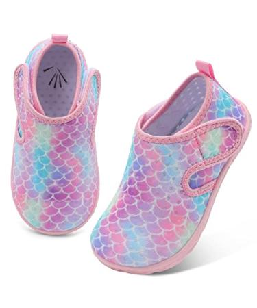 Lisdwde Boys Girls Water Shoes Kids Lightweight Quick Dry Sneakers Unisex Toddlers Shoes for Beach/Swimming 6.5-7 Toddler Pink Scales