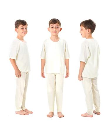 Pure Wool Natural 100% Merino Base Layer for Children Boys from Ages 1 to 11 Top T-Shirt and Bottom Thermal Long Johns Set AGES 5 to 6 Set