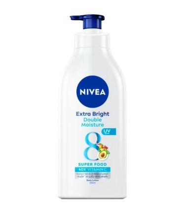 NIVEA Extra Bright Double Moisture Body Lotion 40X Vitamin C from 8 Superfoods Vitamin E UV Filter 24hr Moisture 550ml