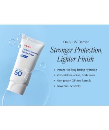ma:nyo Hyaluron Hydrating Sunscreen 50ml (1.69 fl oz) SPF 50+ Lightweight Vegan Wide Spectrum UV Protection (Sunscreen (50ml)) - Buy Online on GoSupps.com