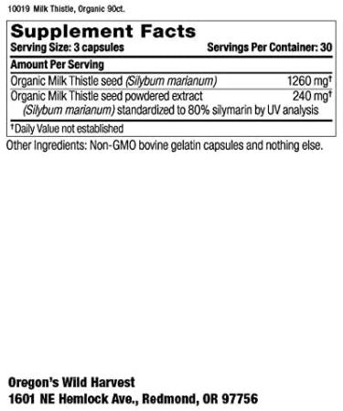 Buy Oregon's Wild Harvest Milk Thistle - 90 Gelatin Capsules for Liver Health - Buy Online on GoSupps.com