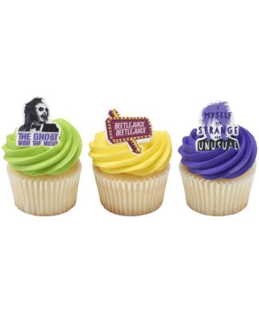 Bettle Juice 24 count Cupcake Toppers Rings Decorations