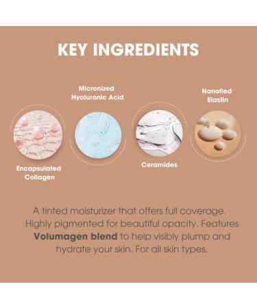 Consult Beaute Volumagen Tinted Facial Moisturizer Skin Plumping Blendable Medium-to-Full Coverage Makeup for Face Creamy Natural Finish Evens out Skin Tone 1 oz Shade/Dark - Buy Online on GoSupps.com