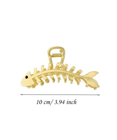 2PCS Large Metal Fish Bone Hair Claw Clips - Gold Hair Accessories for Women & Girls - Buy Online on GoSupps.com