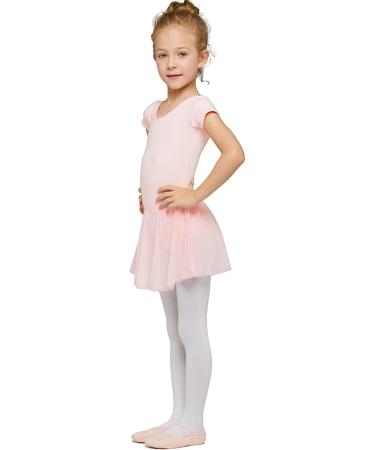 MdnMd Toddler Girls Ballet Leotard with Skirt | Short Sleeve Dance Dress Ballet Pink 4-5T - Buy Online on GoSupps.com