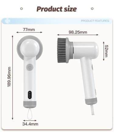 Sinoshi Spin Power Scrubber Electric Spin Scrubber Cordless Power Spin Scrubber Rechargeable Handheld Power Scrubber Spin Brush Multifunctional Cleaning Brush Tile Sink Bathroom (White B) - Buy Online on GoSupps.com
