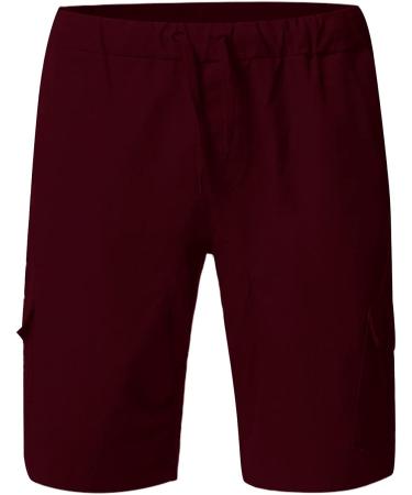 GUOBIOZIY Men's Elastic Waist Drawstring Shorts with Zipper Pockets - Red, Large - Buy Online on GoSupps.com