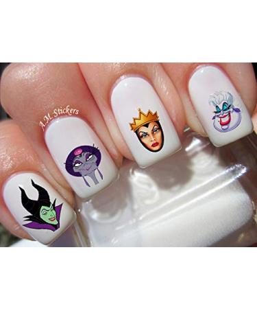 Disney Female Villains Water Nail Art Transfers Stickers Decals - Set of 51 - A1228