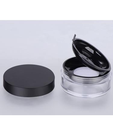 15 ml Leak-free Reusable Plastic Powder Container DIY Makeup Powder Container with Sponge Puff Stretch Mesh Screen and Screw Cap Black