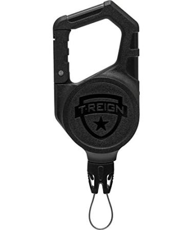 T-REIGN Large Carabiner Retractable Gear Tether with Kevlar Cable, Universal End Fitting and Glass Reinforced Impact Resistant ABS Housing 28" Kevlar Cord / 20oz. Retraction
