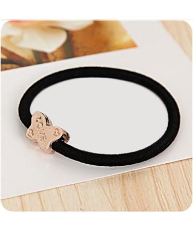 10x Black Hair Ties Bracelet Butterfly Hair Accessories Ponytail Holder Braid