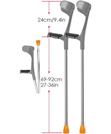 GagalU Folding Lightweight Forearm Crutches Ergonomic Adjustable Arm Cuff Crutch Elbow Cane Walking for Adults Men Women Load 120kg/264lbs 2 Units - Buy Online on GoSupps.com