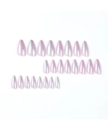 Nail Apparel Valentine's Day Gift: 24Pcs Cute Short Almond Press on Nails with 3D Cartoon Designs - Kawaii Fake Nails for Women (Light Aurora Glossy Purple) - Buy Online on GoSupps.com