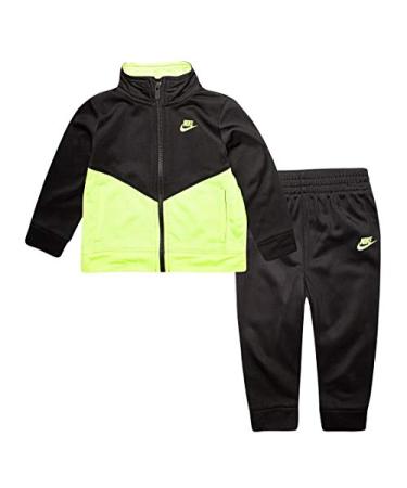 Nike Boys Zip Track Jacket & Jogger Pants Set Black(66f192-ke4)/Volt 7 Years