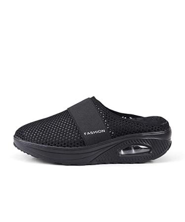Women's Air Cushion Slip-On Walking Shoes- Orthopedic Diabetic Walking Shoes Mesh Orthopedic Diabetic Walking Shoes Women's Wooden Clogs Simple Mule Slippers 6.5 Black