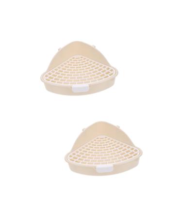 HANABASS 2pcs Box Rabbit Toilet Critter Litter Hamster Triangle Toilet Hamster Bedding Cage Pee Plastic White 25X19X10CMx2pcs Whitex2pcs