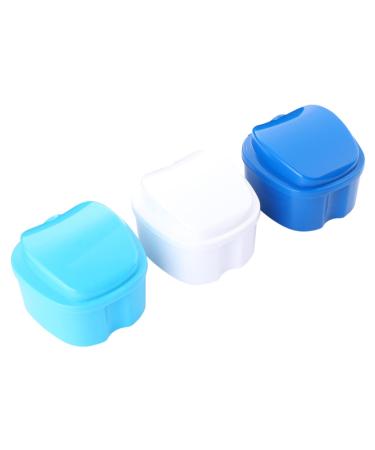 Lurrose 3 Series-Box Press Box container for soaking the basket of cubity prosthesis holder bathing container for denture prostheses prosthesis container Retainer case wrong teeth plastic travel suitcase clean blue 10x9x7cm