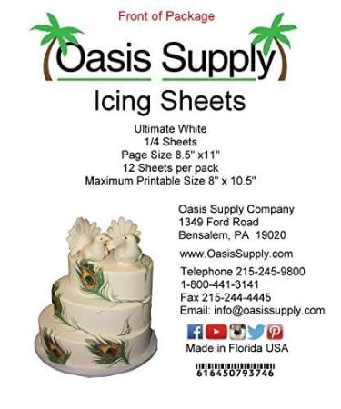 Oasis Supply Ultra Flexible Icing Sheets - White - 8.5x11 Inch - 12 Count Pack - Buy Online on GoSupps.com