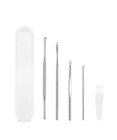 MOFLYS Ear Wax Removal Kit 5 Pcs Ear Pick Earwax Removal Tool Ear Cleansing Tool Set Stainless Steel Ear Wax Remover with Storage Box Reusable Ear Curette Wax Removal Set for Children & Adults