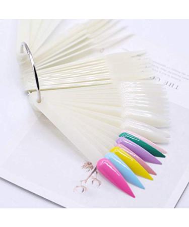 Buy 2 Sets of 100 Fan Shape Nail Art Tips - Plastic Display Polish Boards with Metal Split Ring Holder | Natural Color - International Shipping Available - Buy Online on GoSupps.com