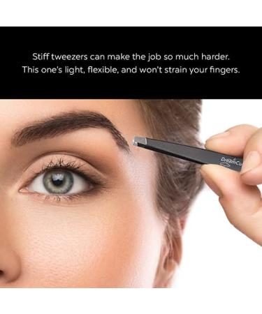 Professional Stainless Steel Black Slant Tweezers by DreamCut - Precision Eyebrow and Ingrown Hair Removal - Buy Online on GoSupps.com