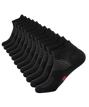 Compression Running Ankle Socks Low Cut(6 Pairs) for Men & Women Black (6 Pairs) Large-X-Large