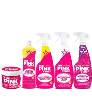 Stardrops - The Pink Stuff - The Miracle Cleaning Paste Multi-Purpose Spray Bathroom Foam Spray Window & Glass Cleaner and Cream Cleaner Bundle
