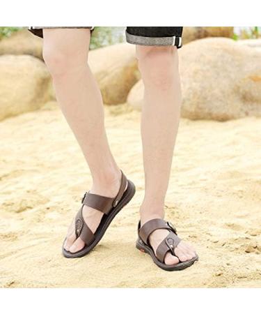 Creev Men's Summer Sandals - Real Leather Slipproof Beach Shoes Fashion Outdoor Flip-Flops (Size 40 Code B 38) - Shop Internationally - Buy Online on GoSupps.com